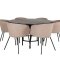 Set da pranzo Copenhagen con tavolo da pranzo marrone e 6 sedie Berit beige.