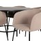 Set da pranzo Copenhagen con tavolo da pranzo marrone e 6 sedie Berit beige.