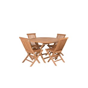 Kenya hagesett bord �120cm natur, 4 stoler natur.