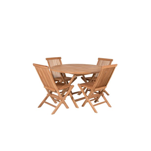 Kenya hagesett bord �120cm natur, 4 stoler natur.