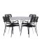 Break Gartenset Tisch 120cm grau, 4 Sthle Lindos schwarz.