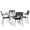 Break Gartenset Tisch 120cm grau, 4 Sthle Lindos schwarz.