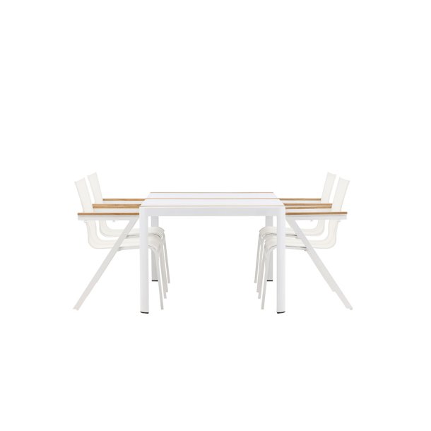 Togo trdgrd set bord 90x150cm vit, 4 stolar vit.