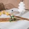 Togo set de jardin table 90x150cm blanc, 4 chaises Lindos marron.