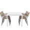 Togo hagesett bord 100x200cm hvit, 6 stoler Lindos brun.