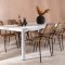 Togo hagesett bord 100x200cm hvit, 6 stoler Lindos brun.