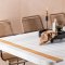 Togo hagesett bord 100x200cm hvit, 6 stoler Lindos brun.