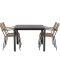 Togo Gartenset Tisch 90x150cm schwarz, 4 Stühle Lindos braun.