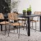 Togo Gartenset Tisch 90x150cm schwarz, 4 Stühle Lindos braun.