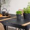 Togo Gartenset Tisch 90x150cm schwarz, 4 Stühle Lindos braun.