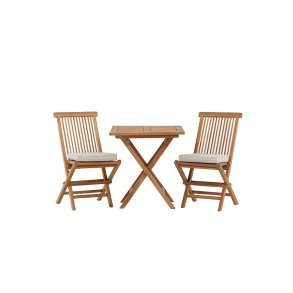 Kenya Gartenset Tisch 70x70cm natur, 2 Sthle natur.