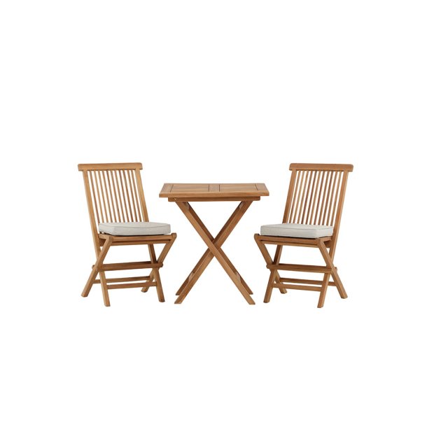 Kenya Gartenset Tisch 70x70cm natur, 2 Sthle natur.