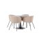 Glade Essgruppe Tisch schwarz und 4 berit Sthle beige.