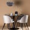 Glade Essgruppe Tisch schwarz und 4 Velvet Sthle grau.