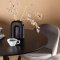 Glade Essgruppe Tisch schwarz und 4 Velvet Sthle grau.