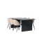 Vail Essgruppe Tisch schwarz und 6 Velvet Sthle beige.