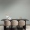 Vail Essgruppe Tisch schwarz und 6 Velvet Sthle beige.