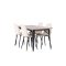 Tempe matgrupp bord valnt dekor och 4 Polar stolar beige.