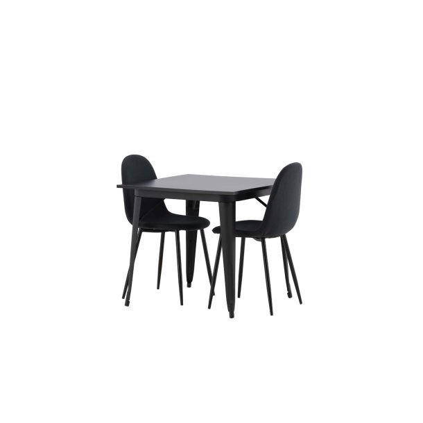 Tempe Essgruppe Tisch schwarz und 2 Polar Sthle schwarz.
