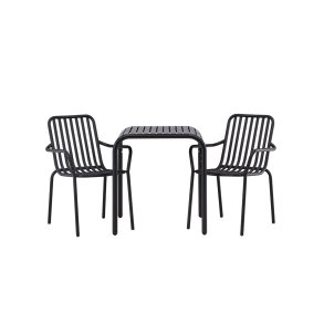 Borneo Gartenset Tisch 70x70cm schwarz, 2 St�hle schwarz.