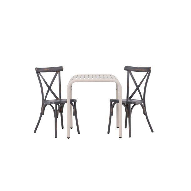 Borneo Gartenset Tisch, 2 Sthle beige,dunkel grau.