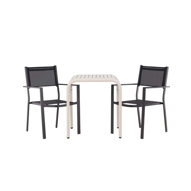 Borneo trdgrd set bord, 2 stolarbeige,svart.