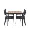 Break Gartenset Tisch 90x150cm natur, 4 Stühle Copacabana schwarz.