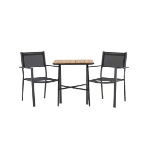 Holmbeck Gartenset Tisch, 2 Sthle natur,schwarz.