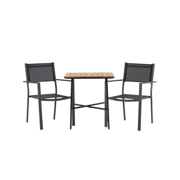 Holmbeck Gartenset Tisch, 2 Sthle natur,schwarz.