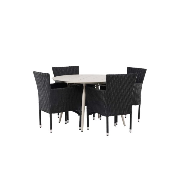 Lina haves�t bord �120cm beige, 4 stole Malina sort.