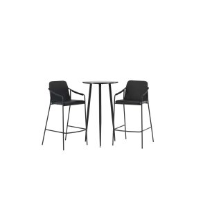 Plaza Barmbelsett barbord svart og 2 Tvist barstolerr svart.