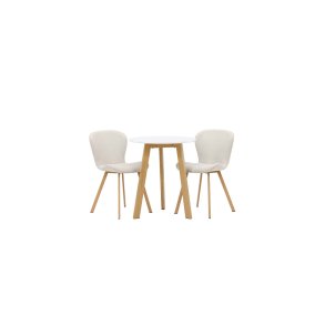 Leonora Essgruppe Tisch wei� und 2 Lilja St�hle beige.