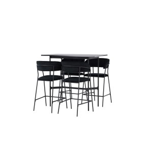 Rax Barmbelsett barbord svart og 4 Lui barstolerr svart.
