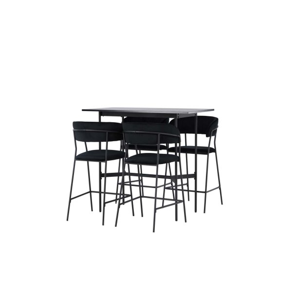 Rax Barmbelsett barbord svart og 4 Lui barstolerr svart.