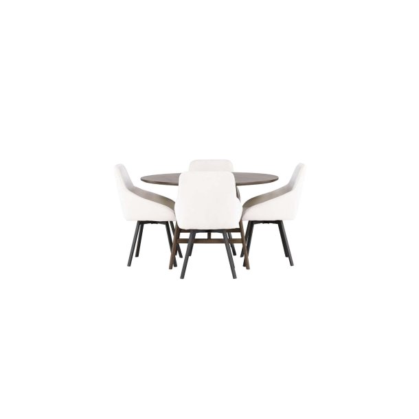 Kaseindon ensemble pour salle à manger table marron et 4 Rosie chaises beige.