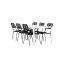 Break hagesett bord 90x205cm hvit, 6 stoler svart.