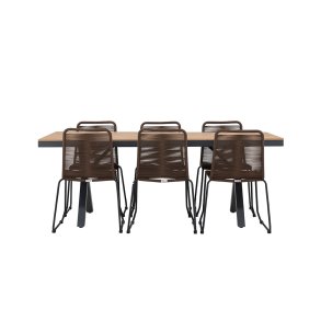 GarciaLindos zestaw ogrodowy 1 stół jadalny, 6 krzeseł czarne.