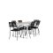 Merlo zestaw ogrodowy stł 90x200cm biały, 6 krzeseł czarnych.