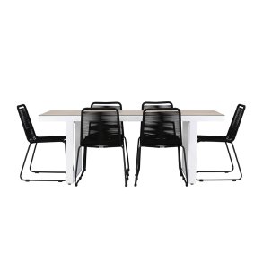 MerloLindos zestaw ogrodowy 1 stół jadalny, 6 krzeseł białe.