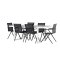 Merlo zestaw ogrodowy stół 90x200cm biały, 6 krzeseł czarnych.
