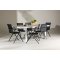 Merlo zestaw ogrodowy stół 90x200cm biały, 6 krzeseł czarnych.