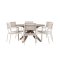 Rosario hagesett bord �140cm brun, 6 stoler beige.