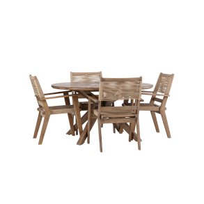 Rosario haves�t bord �140cm brun, 4 stole brun.