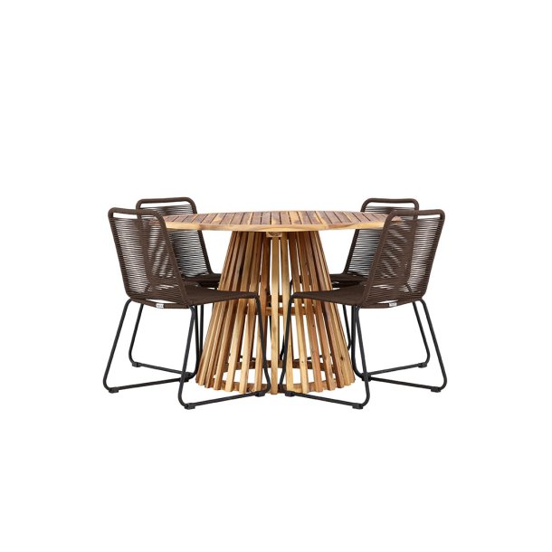 LumpurLindos hagesett 1 spisebord, 4 stoler natur.