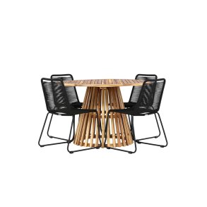 LumpurLindos hagesett 1 spisebord, 4 stoler natur.