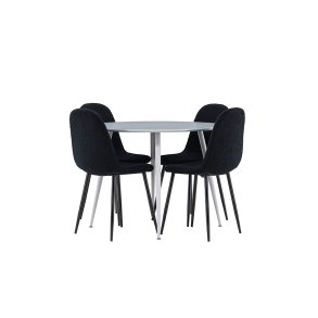 Plaza Essgruppe Tisch Ø100cm und 4 Teddy Stühle grau.