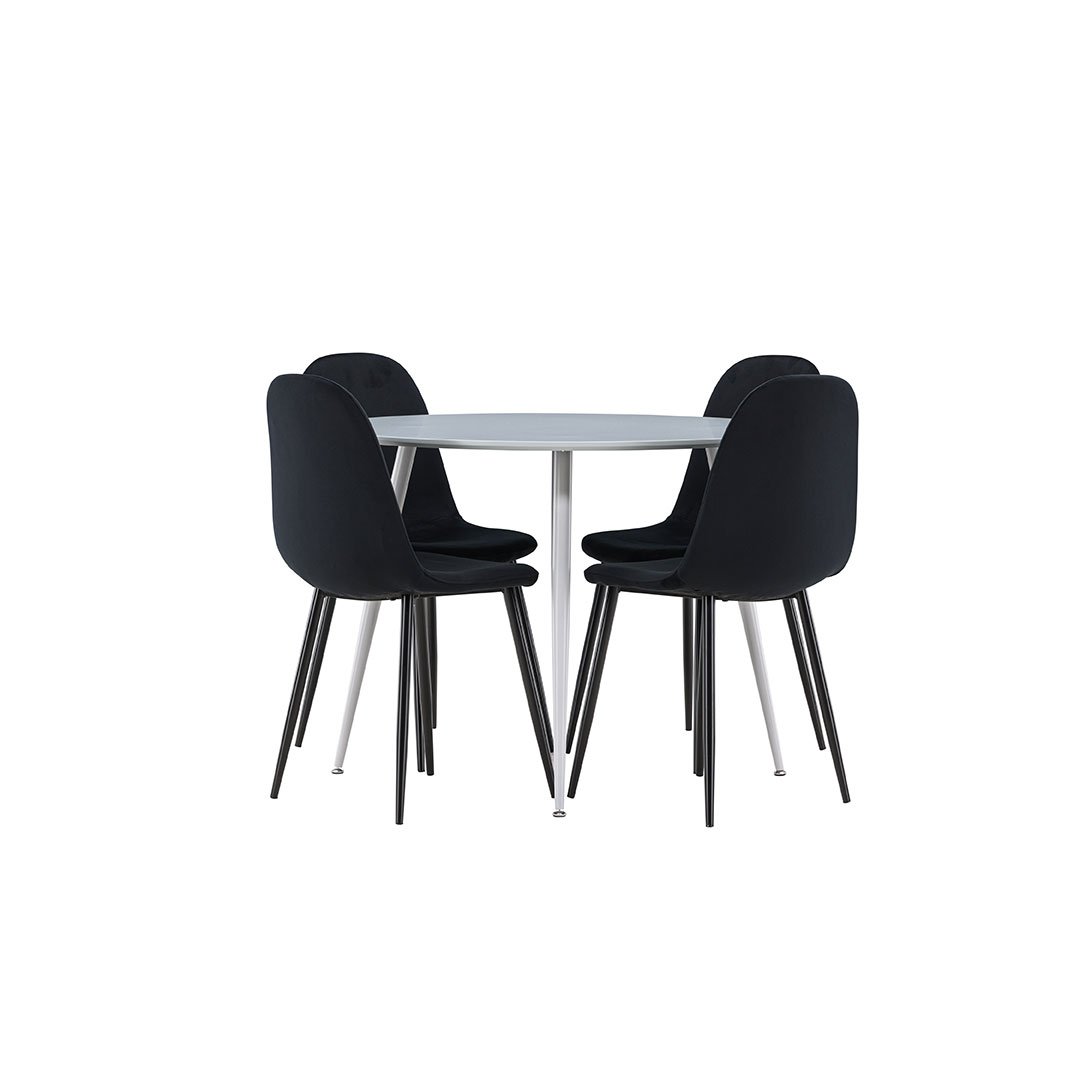 Plaza spisegrupper bord Ø100cm og 4 velour stoler grå. Kjøp nå og få ...