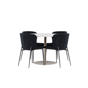 Lycke Essgruppe Tisch Ø110cm und 4 Teddy Stühle beige.