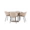 Lycke Essgruppe Tisch Ø110cm und 4 Stühle mit Armlehnen beige.
