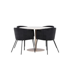 Lycke Essgruppe Tisch Ø110cm und 4 Flöhl Stühle mit Armlehnen beige.